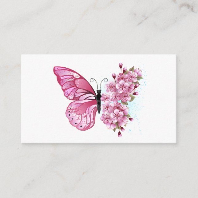 Flower Butterfly with Pink Sakura Advice Card (Front)