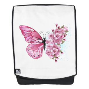 Flower Butterfly with Pink Sakura Backpack