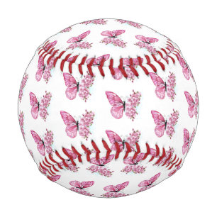 Flower Butterfly with Pink Sakura Baseball