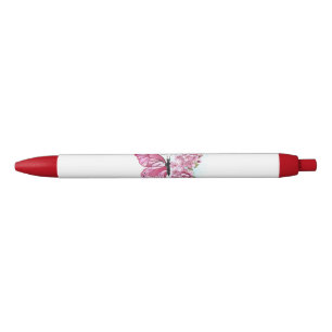 Flower Butterfly with Pink Sakura Black Ink Pen