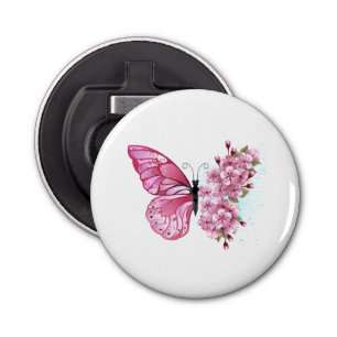 Flower Butterfly with Pink Sakura Bottle Opener
