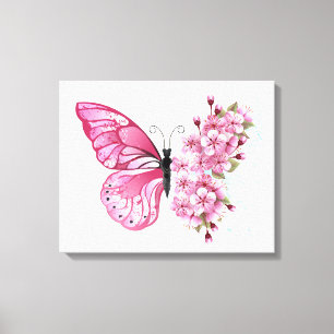 Flower Butterfly with Pink Sakura Canvas Print