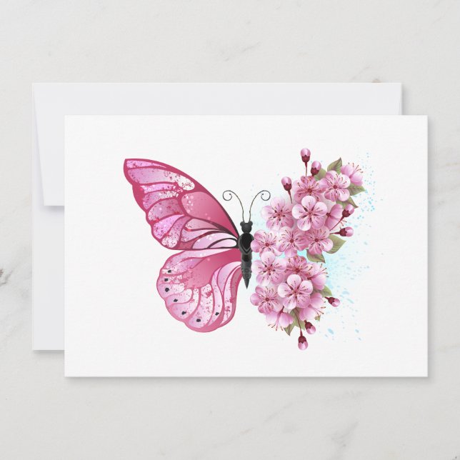 Flower Butterfly with Pink Sakura Card (Front)