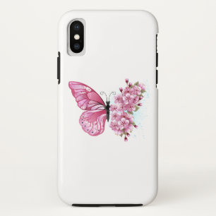 Flower Butterfly with Pink Sakura Case-Mate iPhone Case