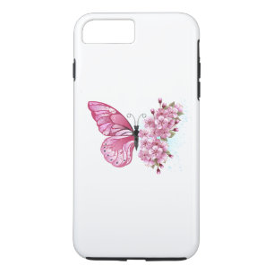 Flower Butterfly with Pink Sakura Case-Mate iPhone Case
