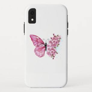 Flower Butterfly with Pink Sakura Case-Mate iPhone Case