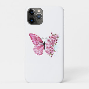 Flower Butterfly with Pink Sakura Case-Mate iPhone Case
