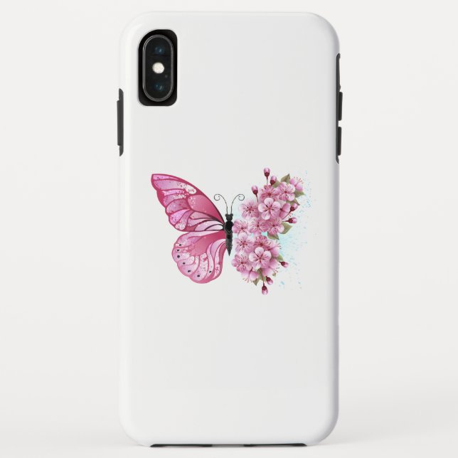 Flower Butterfly with Pink Sakura Case-Mate iPhone Case (Back)