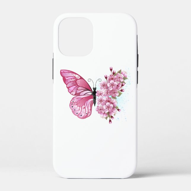 Flower Butterfly with Pink Sakura Case-Mate iPhone Case (Back)