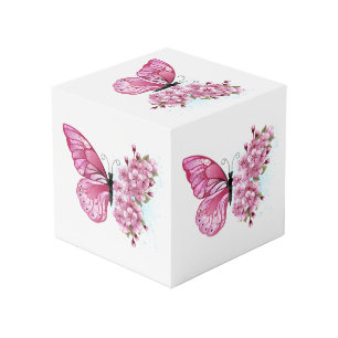 Flower Butterfly with Pink Sakura Cube