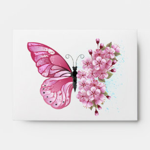 Flower Butterfly with Pink Sakura Envelope