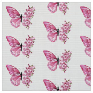 Flower Butterfly with Pink Sakura Fabric