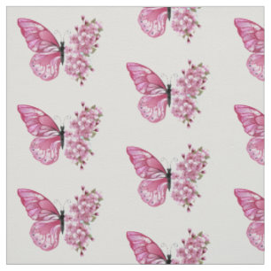 Flower Butterfly with Pink Sakura Fabric