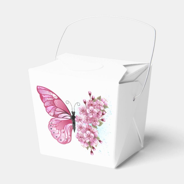Flower Butterfly with Pink Sakura Favour Box (Front Side)
