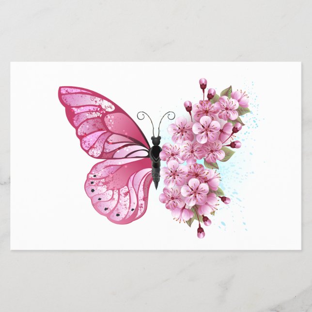 Flower Butterfly with Pink Sakura Flyer (Front)