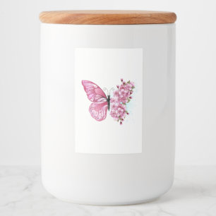 Flower Butterfly with Pink Sakura Food Label