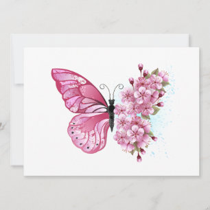 Flower Butterfly with Pink Sakura Invitation