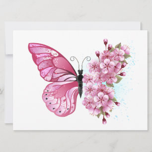 Flower Butterfly with Pink Sakura Invitation