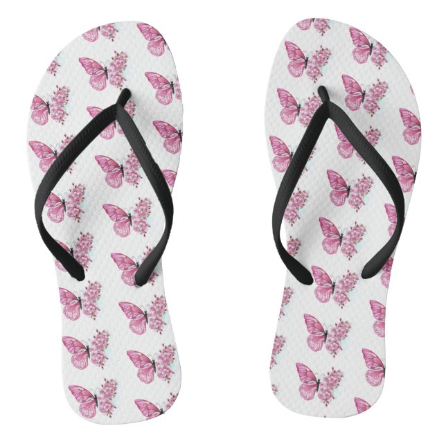 Flower Butterfly with Pink Sakura Jandals (Footbed)