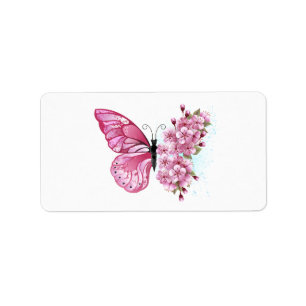 Flower Butterfly with Pink Sakura Label