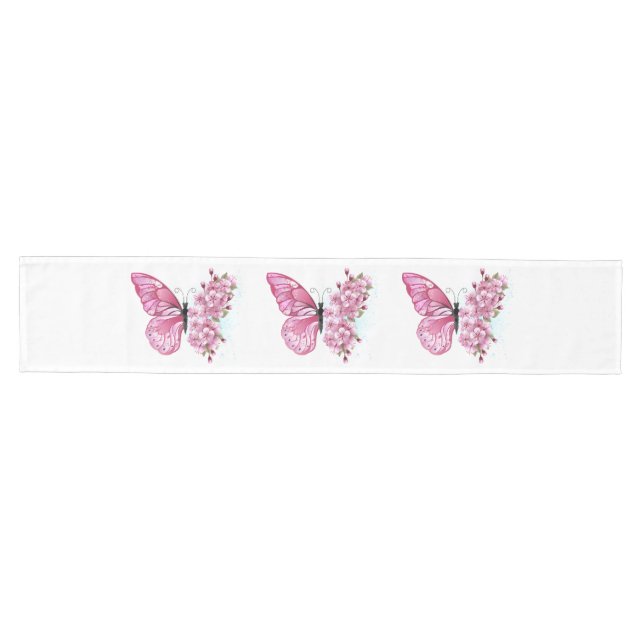 Flower Butterfly with Pink Sakura Medium Table Runner (Horizontal)