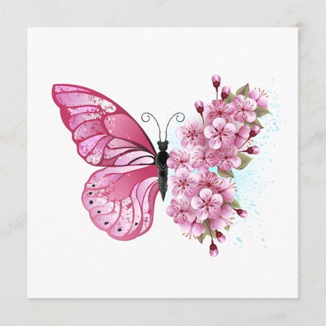 Flower Butterfly with Pink Sakura Menu (Front)