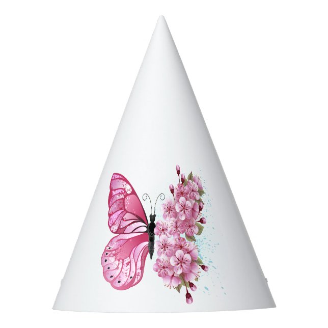 Flower Butterfly with Pink Sakura Party Hat (Front)