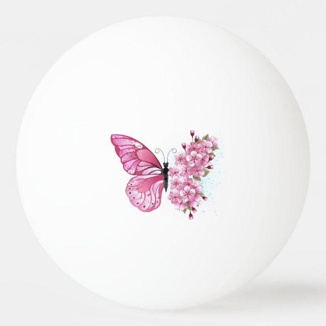 Flower Butterfly with Pink Sakura Ping Pong Ball (Front)