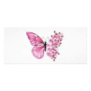 Flower Butterfly with Pink Sakura Rack Card