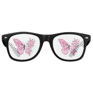 Flower Butterfly with Pink Sakura Retro Sunglasses