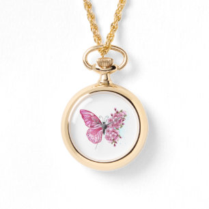 Flower Butterfly with Pink Sakura Watch