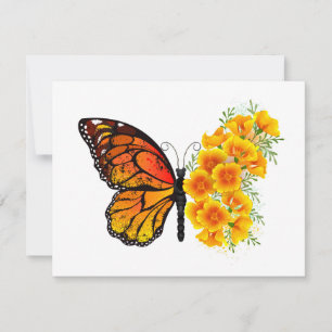 Flower Butterfly with Yellow California Poppy