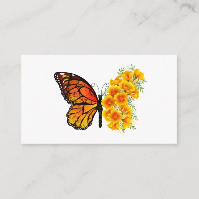 Flower Butterfly with Yellow California Poppy Advice Card (Front)