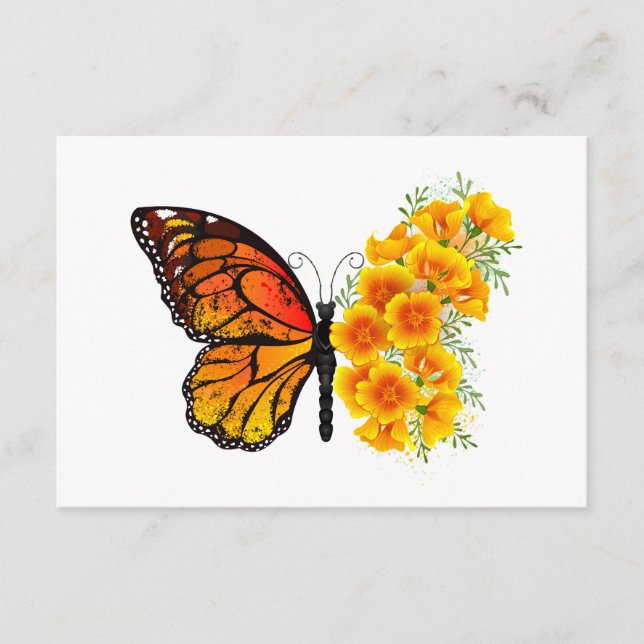 Flower Butterfly with Yellow California Poppy Advice Card (Front)