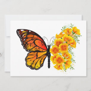 Flower Butterfly with Yellow California Poppy Announcement