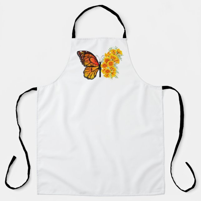 Flower Butterfly with Yellow California Poppy Apron (Front)