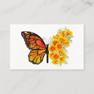 Flower Butterfly with Yellow California Poppy Business Card
