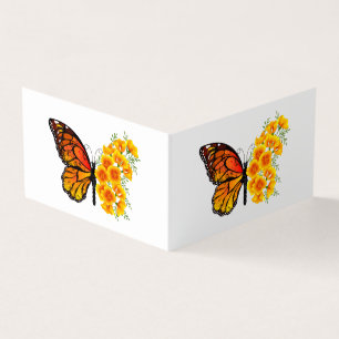 Flower Butterfly with Yellow California Poppy Business Card