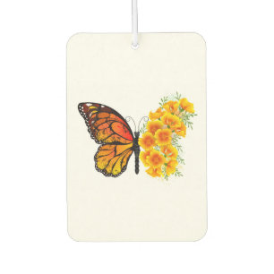Flower Butterfly with Yellow California Poppy Car Air Freshener