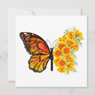 Flower Butterfly with Yellow California Poppy Card
