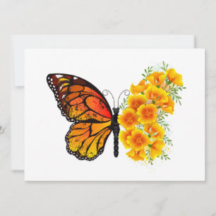 Flower Butterfly with Yellow California Poppy Card