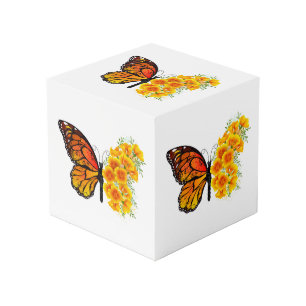 Flower Butterfly with Yellow California Poppy Cube