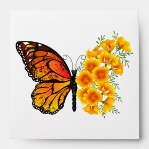 Flower Butterfly with Yellow California Poppy Envelope