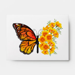 Flower Butterfly with Yellow California Poppy Envelope