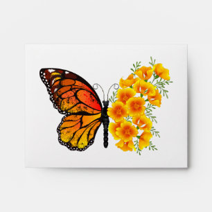 Flower Butterfly with Yellow California Poppy Envelope