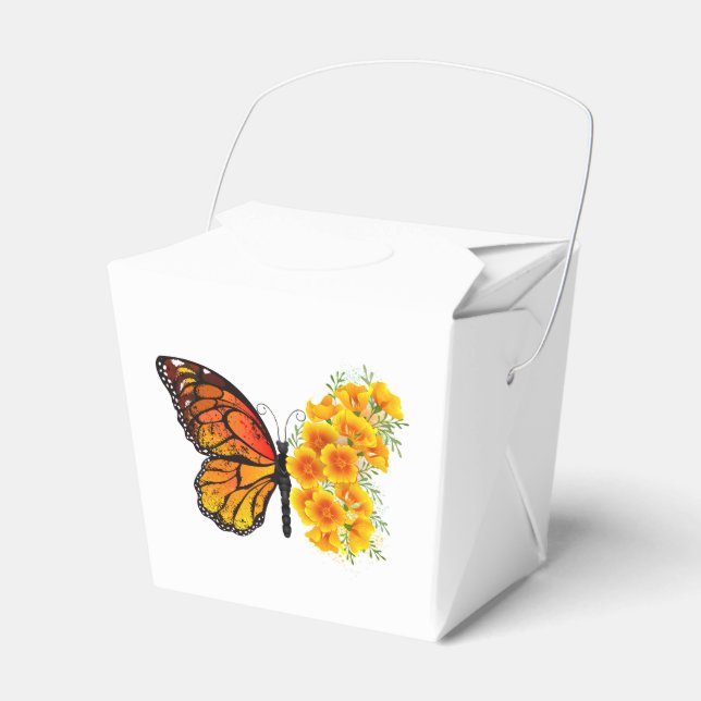 Flower Butterfly with Yellow California Poppy Favour Box (Front Side)