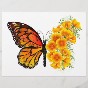 Flower Butterfly with Yellow California Poppy Flyer