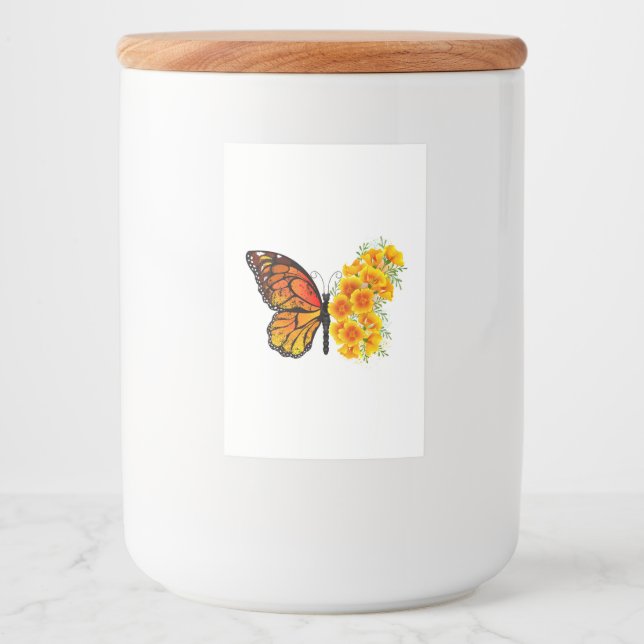 Flower Butterfly with Yellow California Poppy Food Label (Front)