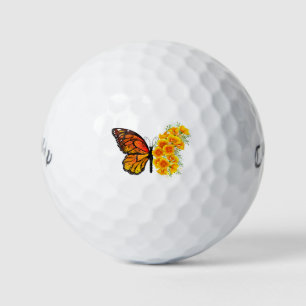 Flower Butterfly with Yellow California Poppy Golf Balls
