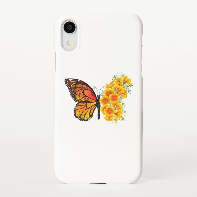 Flower Butterfly with Yellow California Poppy iPhone Case (Back)